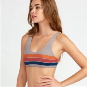 NWT RVCA striped truffle solid crop bikini top